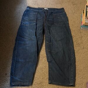 Maurice’s Dark Wash Barrell Jeans Pull On Drawstring